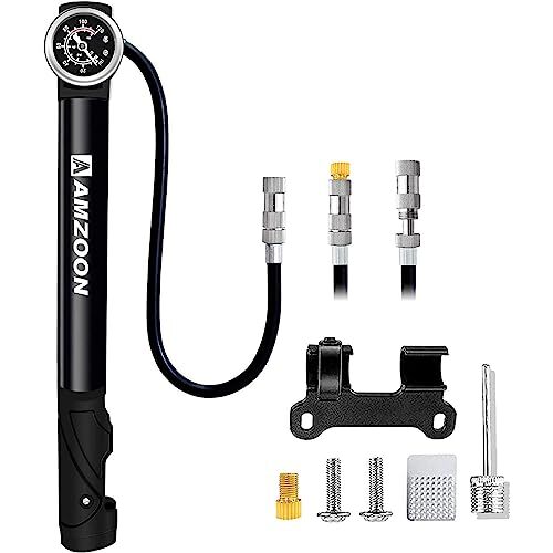 AMZOON Bike Pump Bicycle Pumps With Pressure Gauge Extension Hose Mini Bike