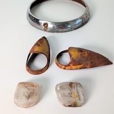 1940s Truck Headlight Parts Teardrop Torpedo Lights Glass Bezel Ratrod Patina