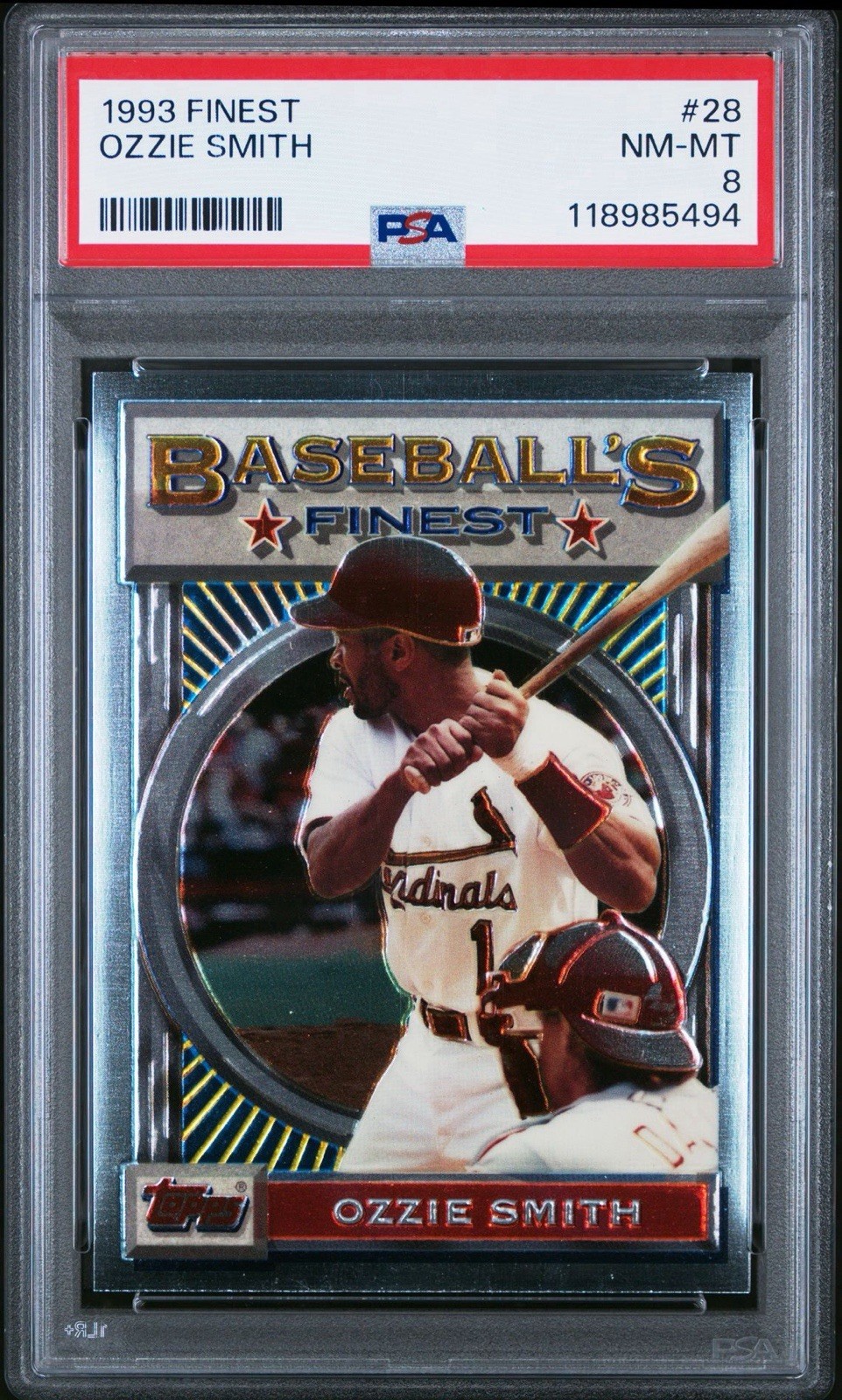 1993 Topps Finest Baseball OZZIE SMITH #28 Cardinals PSA 8 NM MT
