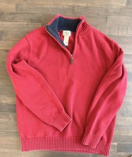 L.L. Bean LL Bean Sweater Vintage Mens Cotton Red 1/4 Zip VTG Mock Neck Size M