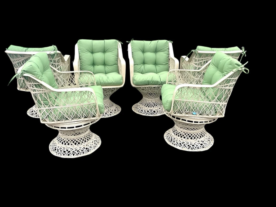 Excepcional MCM Russel Woodard Fibra de Vidrio Hilada Patio Mesa Silla Patio Set OFERTA Foto 2 de 4