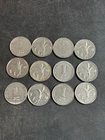 12 Israeli 1 New Shekel Coins, 12 x 1 ILS Israel Uncommon Vintage Coins
