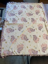 Vintage Care Bears Baby Blanket Bedtime Love A Lot Bear Satin Back Y2K