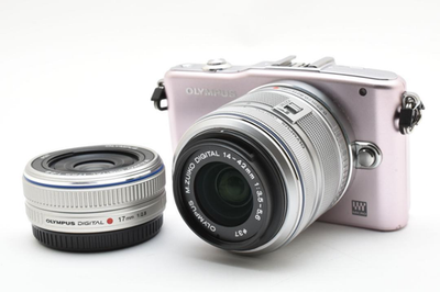 Olympus PEN mini E-PM1 Mirrorless Digital Camera Pink Twin Lens