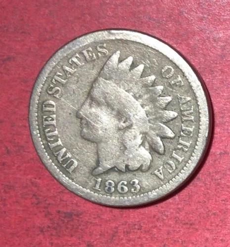 1863 US Copper Nickel Indian Head Cent! Good! Civil War Days! Old US Coin!