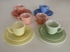VTG Hazel Atlas Little Hostess Child's Full Tea Set Pastel Moderntone Pattern
