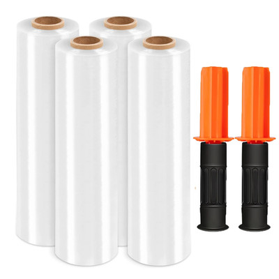 18'' x 1000' 60 Gauge 4 Rolls Pallet Wrap Stretch Film Hand Shrink Wrap 1000FT
