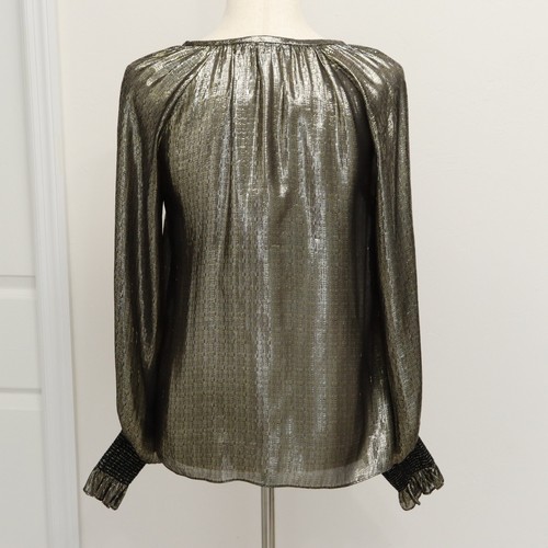 Derek Lam 10 Crosby Sz 0 Silk Blend Gold Metallic Blouse Ruffle Party Formal NYE - Picture 5 of 17