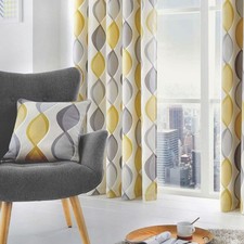 Fusion Lennox 100% Cotton Eyelet Lined Curtains