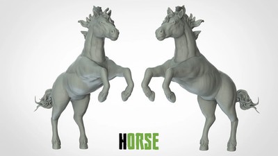 Horse - Animals - 3D IP Studios - Terrain Wargaming D&D DnD 28mm 32mm 40mm 54mm 
