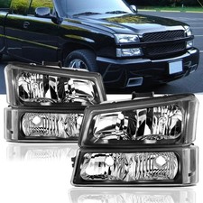 Pair For 2003-2006 Chevy Silverado 1500 2500 3500 Headlights Bumper Lamps Lhrh