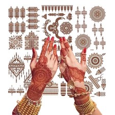 12 Pieces Henna Tattoo Kit Temporary Tattoo Adult Stickers Lace Pattern Fake ...