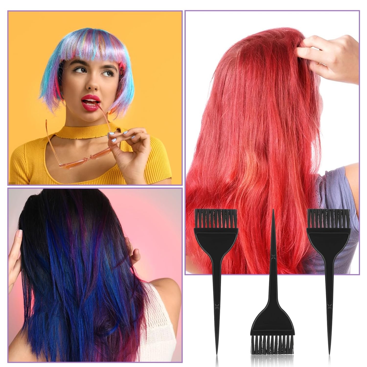 Hair Coloring Brush Kit - 3 Pcs Hair Dye Brushes with Applicator for Salon