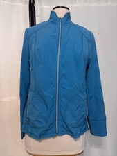 Chico s Women s Blue Zenergy Golf Neema Performance Zip Jacket Size 1 Sz 8 Light