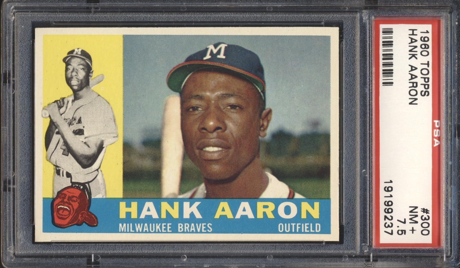 1960 Topps Baseball Hank Aaron #300 PSA 7.5 MILWAUKEE BRAVES NM+ HOF view 2