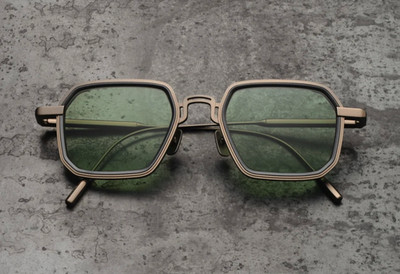 Capote C393 NGD Gold Sonnenbrille Geometrisch Unisex Titan Gold Grün UV400