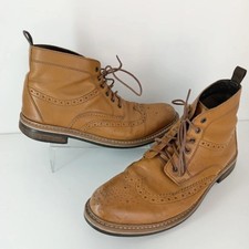 Mens Clarks Derby Rise Leather Brouge Boots Tan UK 10