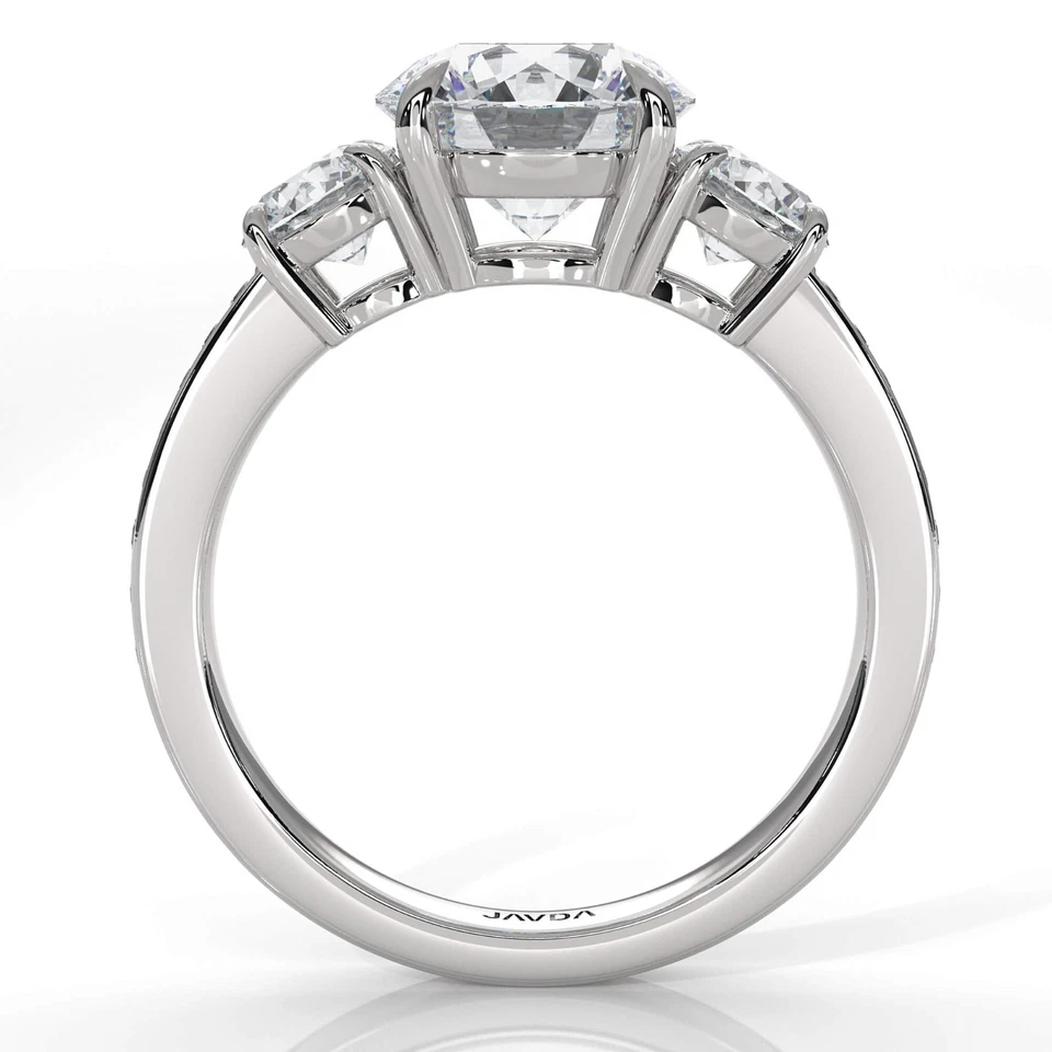 1.9 克拉三宝石圆形钻石订婚戒指 GIA F 颜色 VS1 14k 白金 — 第 2/4 张图片