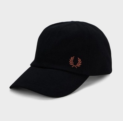 Fred Perry Pique Classic Cap W52 Black Embroidered Laurel Wreath Adjustable Hat