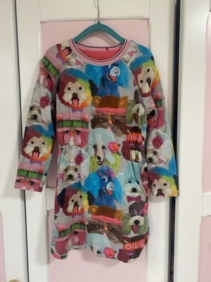 Oilily Mädchen Kleid, Gr. 116, Mehrfarbig, Hundenmotive 