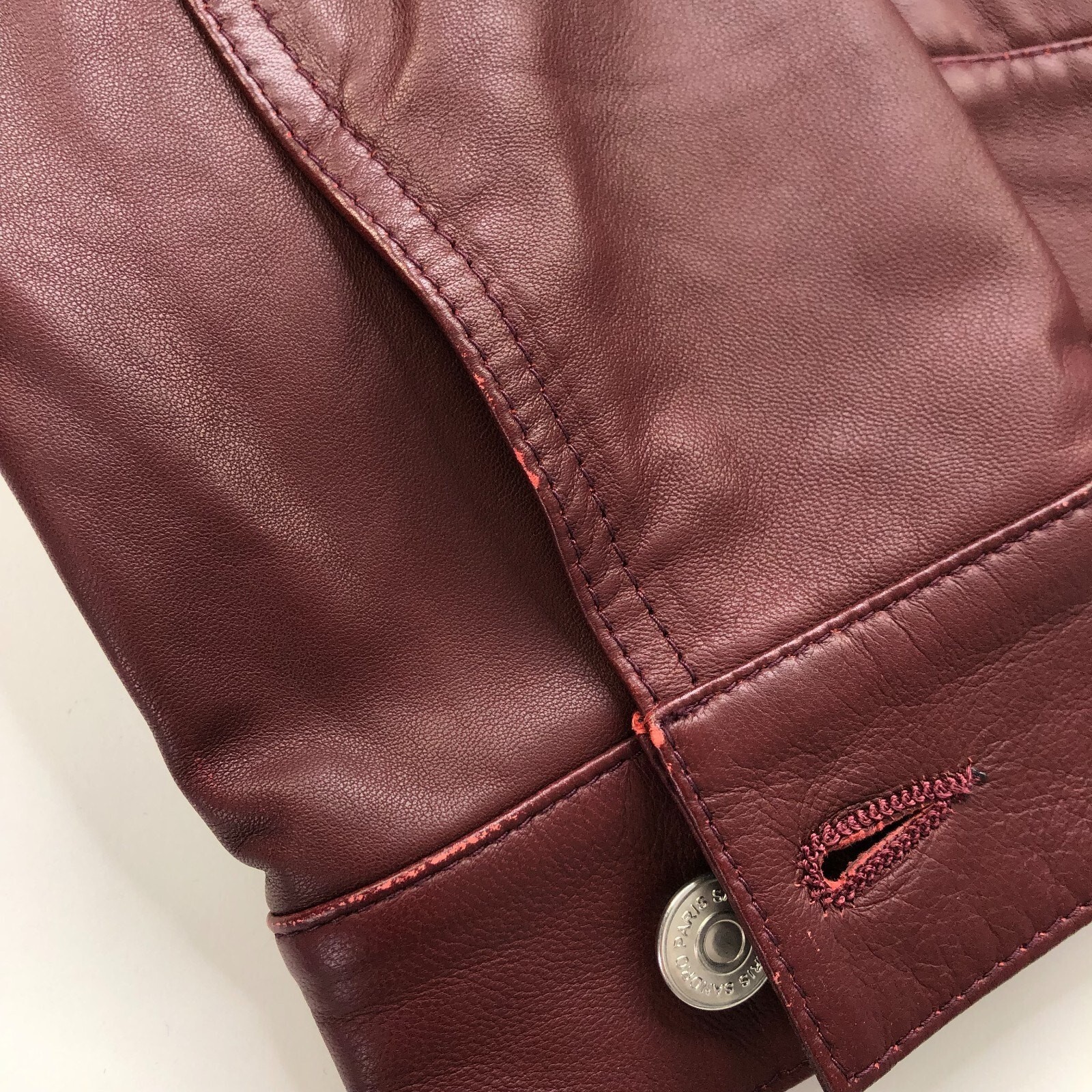 Sandro Large Mens Button Front Collared Biker Lea… - image 4