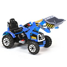 Kids Ride On Excavator Truck 12V Battery Powered With Front Loader Digger Blue