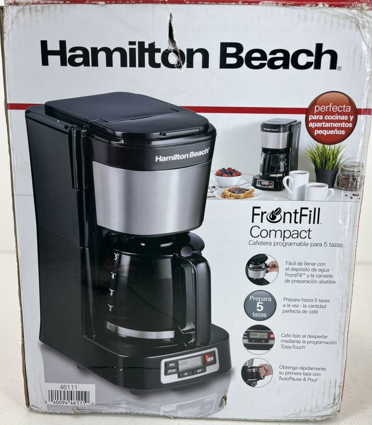 Hamilton Beach FrontFill  Mini Brew Compact 5 Cup Programmable Coffee Maker