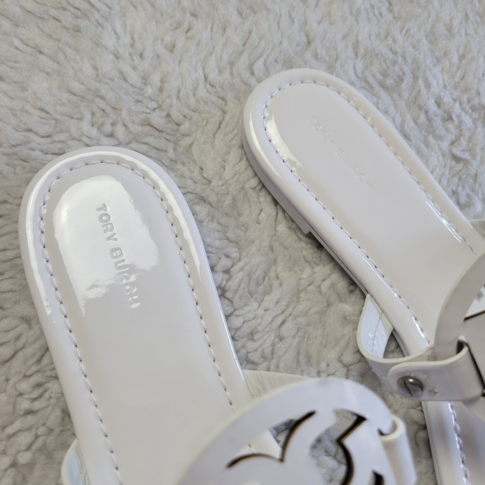 Tory Burch Miller Thong Sandals Women's 10 White Patent Leather thumbnail 2