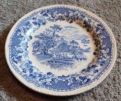 Antiker Teller Wood & Sons ''Seaforth''   Blau-Weiß England, Burslem, ca. 1930-50