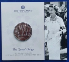 2022 UK £5 pound BU Coin. The Queen