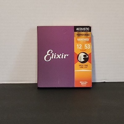 Elixir 16056 Phosphor Bronze Acoustic Guitar Strings 12-53 Light 6-pack
