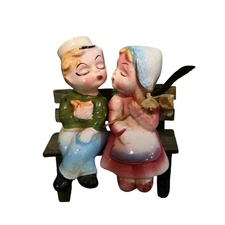 Vintage Japan Salt and Pepper Shakers Dutch Kissing Couple on Bench MCM S&P
