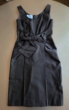 Prada Black Wool And Silk Cocktail Tank Dress With Bow Size 42