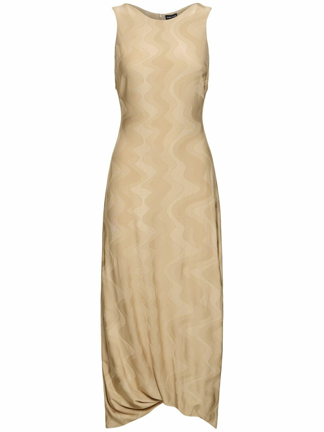 NWT GIORGIO ARMANI Viscose Blend Dress SIZE 40 Sand Beige AUTHENTIC