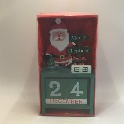 Wooden Santa Count Down To Christmas With Number Blocks Shelf Decor 5''