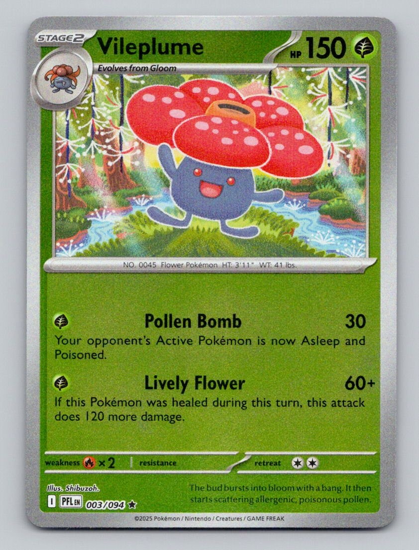 Reverse Holo Vileplume 003/094 Rare Phantasmal Flames Pokemon