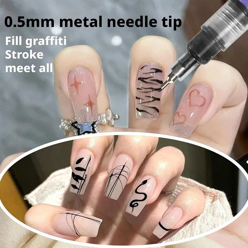 12 Colors Nail Art Pens Set 3D Nail Polish Pens Graffiti Dotting Pen Acrylic DIY