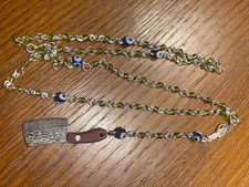 Mini rosario mannaia fatto a mano con perline di vetro verde e malocchio