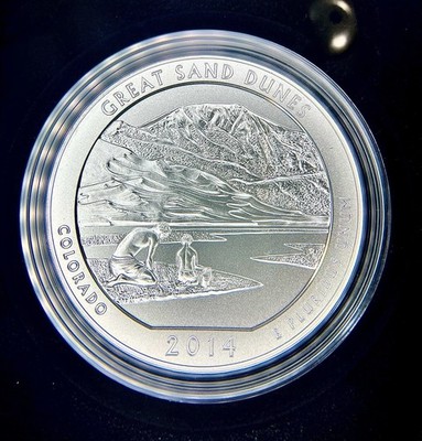 2014-P 25C America the Beautiful 5 Oz Silver Great Sand Dunes OGP COA UNC