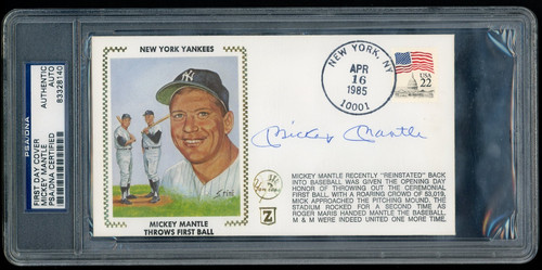 Mickey Mantle HOF Signed First Day Cover FDC PSA/DNA AUTO