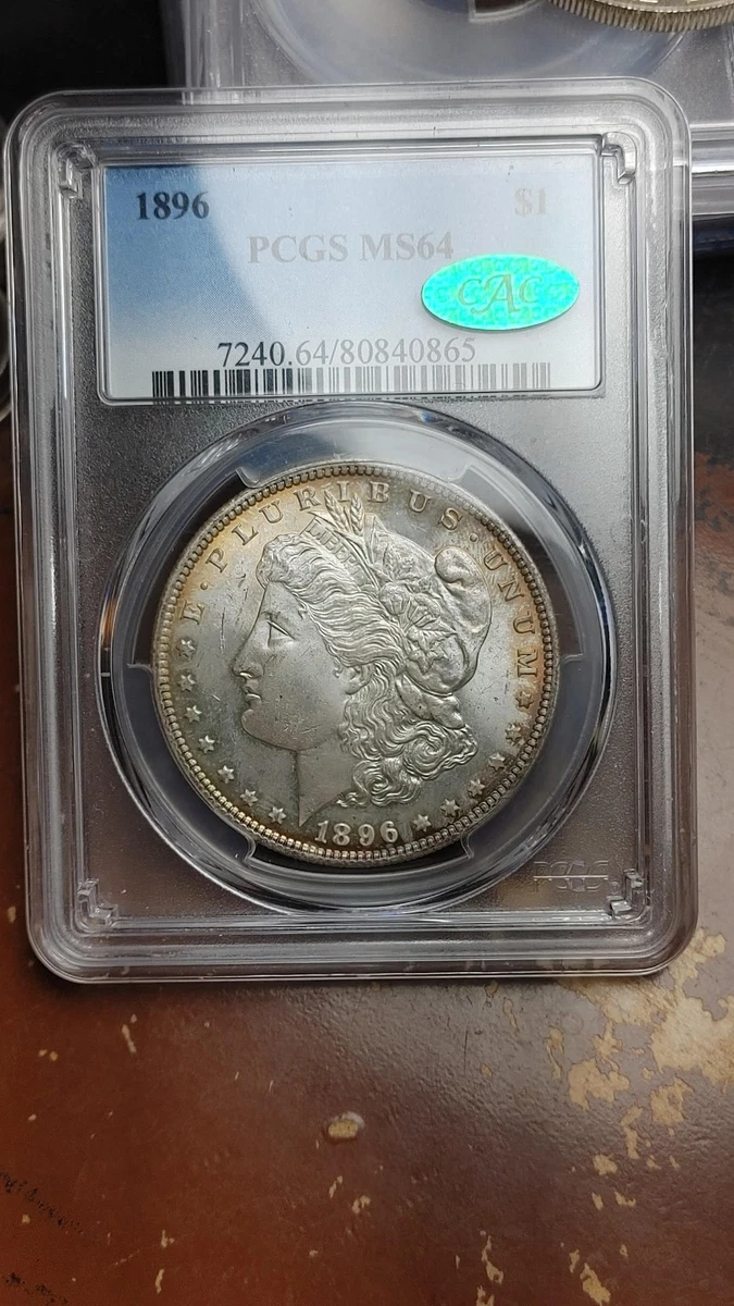 PCGS Certified MS 64 Graded 1896 Year Morgan US Dollars (1878-1921