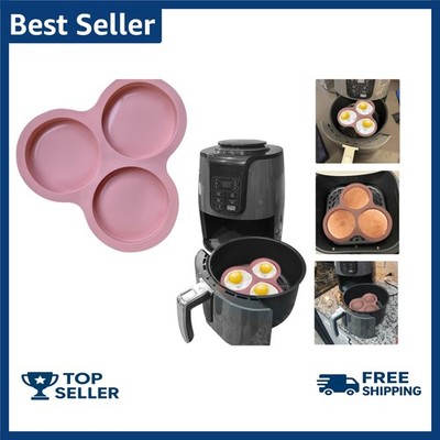 Reusable Egg Pan for Air Fryer - 3 Cavity Non-Stick Baking Pan, Hamburger Bun Mo