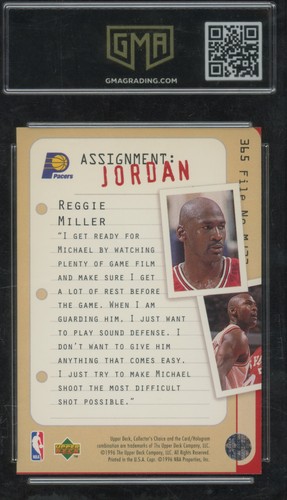 1996 Upper Deck Collector's Choice Michael Jordan Reggie Miller #385 GMA 8.5 - Picture 2 of 2