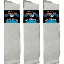 Loose Fit Stays Up! Over the Calf Socks - 3 Pack, Up to 3E, Made in USA Medium