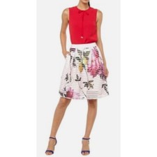 Ted Baker London Pleated Citrus Bloom Mesh Skirt Pink Floral TB 1 US 4 UK 8