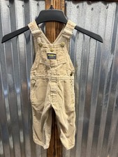 Vintage OshKosh B Gosh Vestbak Corduroy Overalls Tan Beige Size 3 Toddler USA
