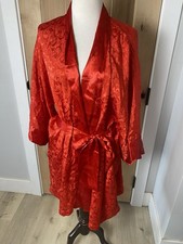 Vtg 90 s Victoria's Secret Gold Label Red Kimono Robe Satin One Size