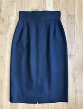 Rare Vintage Valentino Black Wool Pencil Skirt High Waist Italy Made Womens 4
