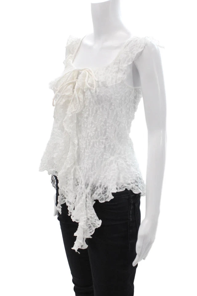 Blusa bohemia blanca sin mangas cuello cuadrado talla M de Zara para mujer Foto 2 de 4