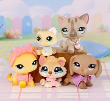 5pcs Mini Pet Shop LPS Toys Kitten Shorthair Cat Husky Puppy Dachshund Kid Gift